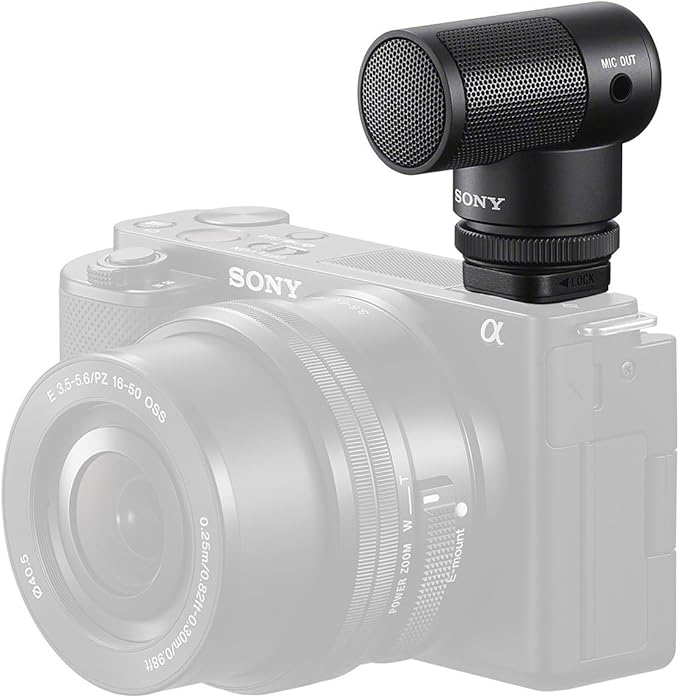 Sony Microfone Vlogger Shotgun ECM-G1 acoplado na câmera