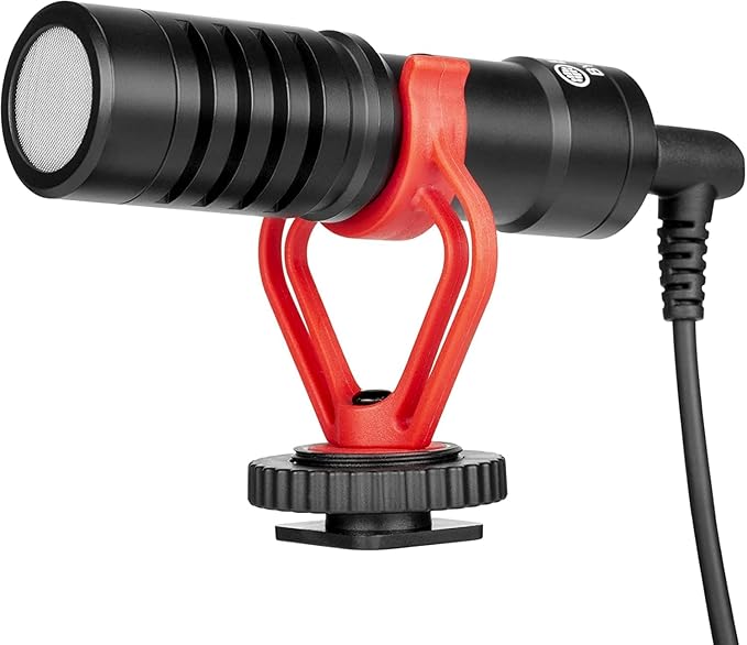 Microfone direcional Boya BY-MM1 compacto para câmeras mirrorless e smartphones