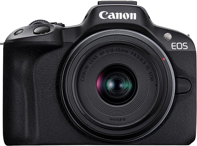 Câmera mirrorless Canon EOS R50 com lente 18-45mm IS STM
