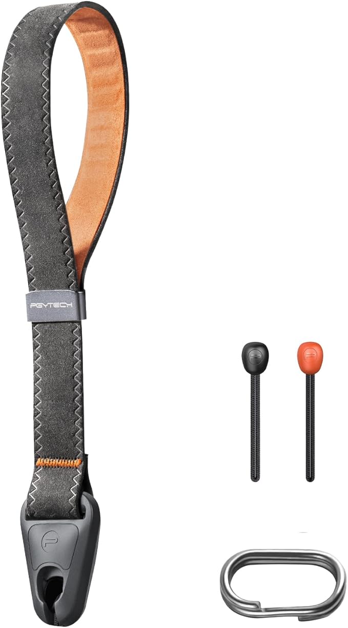 Alça de pulso PGYTECH cinza com interior laranja e mosquetão