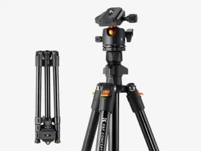Tripé K&F Concept em alumínio com cabeça panorâmica para câmeras DSLR